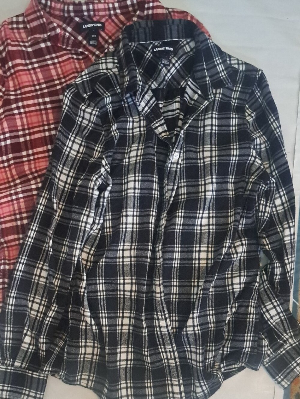 2 - 10T Plaid Button-Down Shirt Duo Black & Red Plaid - Picture 3 of 4